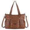 BAIGIO Grand Sac a Main Femme en Cuir PU Vintage pour Cours, Shopping et Travail