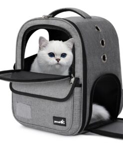 Sac à Dos Respirant Pecute pour Chien/Chat, Classique avec Matelas Peluche Amovible, Idéal pour Voyage en Train/Voiture/