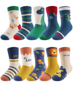Chaussettes rigolotes Kyopp Enfants Drôles Animaux Unisexe Crew Socks Kids 10 Paires Organic Coton Blended
