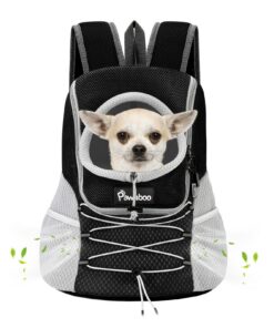 Pawaboo Sac à Dos Réglable pour Chiens Noir | Sac de Transport Polyester Respirant | Ceinture de Sécurité pour Randonnée
