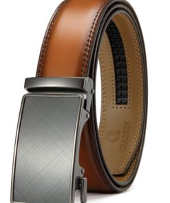 CHAOREN Ceinture automatique Buckley en cuir pour hommes d'affaires, sans trous et ajustable, 35 mm, 80-90 cm (Gesamtlän