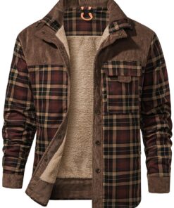 SEO titre optimisé : Mr.Stream Homme Chemise Flanelle Bouton Fourrée Boutons Longues Manches Longues à Carreaux Chemise