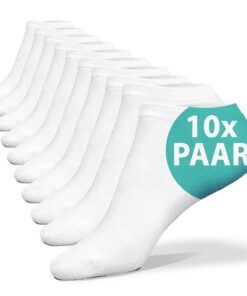 Kemes Lot de 10 paires de chaussettes de sport Blanc 95 % coton 5 % élasthanne pour homme et femme Élégantes et pratique