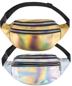YuanbaoTt Sac banane paillette femme doré étanche réglable fête voyage