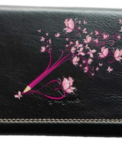Syl'la Compagnon Porte-Cheques Portefeuille Femmes Noir Simili Cuir Crayon Papillon Fonctionnel