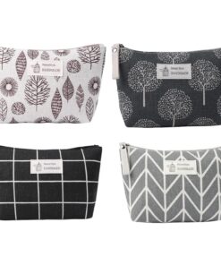 Aucuu 4PCS en Toile, Multi-Fonctionnelle Pochette Maquillage de Voyage Imprimée, idéal pour Cosmétiques et Papeterie