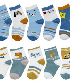 ZYUPHY 10 Paires Chaussettes Bébé Coton Doux et Confortable Dessin Animé Mignon Enfant Chaussette Garçons Filles pour Pr