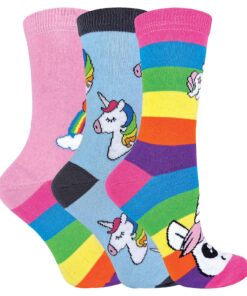 Chaussettes Sock Snob Fille Licorne Arc en Ciel Rayées 3 Paires Chaussettes