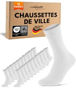 Chaussettes sockenkauf24 10 paires confortables en coton respirantes pour homme et femme - OEKO-TEX STANDARD 100