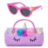Étui à Lunettes Rigide Hifot Licorne Protection UV400 Enfant Génial, Mignonnes Enicorn Lunettes de Soleil pour Fille et