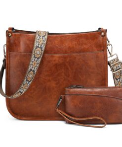 BAIGIO Sac Bandoulière Femme en Cuir PU Tendance pour Voyage et Travail avec Large Sangle et Portefeuille Hobo Crossbody