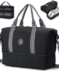 SPAHER Sac de Voyage Imperméable pour Homme Femme - Bagage Cabine Easyjet Noir | Sac Fourre-Tout de Sport Week-End