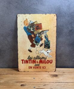 PLAK2L - Plaque Métal Vintage Décorative Tintin Milou pour Salon - Décoration Murale Chic - 30x20cm
