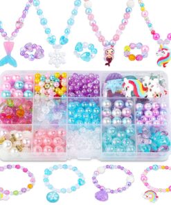 Enfant Perle Fabrication Bijoux Enfant kit Colliers Perle Enfants Licorne Sirène Princesse Kit Collier Bracelet Perlage