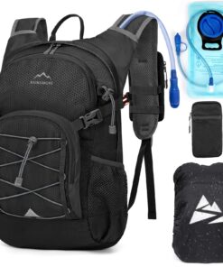 Sac à Dos Hydratation 2L Léger Isolé pour Randonnée Trail Running Homme Femme 18L avec Vessie d'eau et Housse Pluie