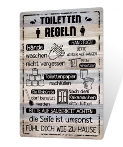 Plaque de décoration Putuo en tôle pour salle de bain et WC - Règles des toilettes humoristiques - Idéale pour les passi