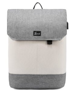 LOVEVOOK Sac à Dos Ordinateur Portable Femme 15.6 Pouces | Antivol & Imperméable | Collège & Voyage | Blanc Cassé Gris |