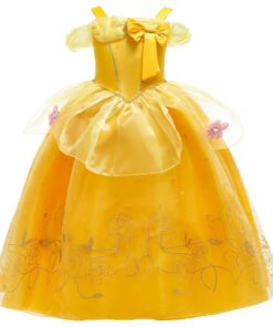 Robe élégante de fille New front Princesse Belle pour Luxe Party Halloween Anniv. Carnaval Noël avec Accessoires