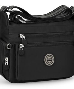 Sac Bandoulière Femme Impermeable & Léger, Sac Réglable Multipoches pour Travail et Achats, Sac à Main Nylon Crossbody