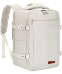 MOCOCITO Sac de Voyage Cabine 40x20x25cm pour Ryanair - Sac à Dos Ordinateur 15.6'' avec Espace pour Valise - Blanc Cass