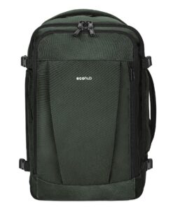 ECOHUB Bagage Cabine 30L 45x36x20 cm Easyjet Sac à Dos Imperméable Recyclé Bagage à Main Avion Gris Homme Femme Brevet e