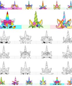 Masques Enfant Licorne Cosplay Activités Anniversaire (12 Pièces)