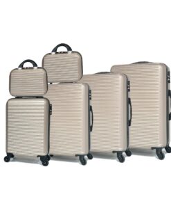 CELIMS Valises de Voyage Diversité de Couleurs ABS Robuste Maniabilité 360 Degrés Champagne Lot 4 Valises 2 Vanity