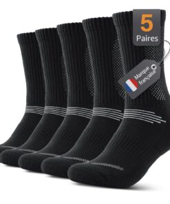 Chaussettes Alaplus Homme femme Sport Hautes Antidérapantes Respirantes pour Randonnée, 6 Paires, Tailles