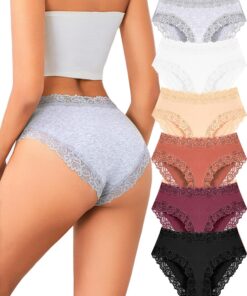 Title SEO: sous-vêtements ALL OF SHE Femmes Coton Dentelle Hipster Pack de 6 Multipack S-XL