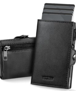YESIIW Portefeuille Homme Noir avec RFID & Monnaie pour Hommesaday Trip, Portefeuille avec 10+ Billet & Fenêtre ID, Idea