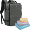 Lubardy Homme Sac à dos 40L Imperméable Ordinateur Portable 17,3 Pouces Organisateur Gris Voyage Collège Travail Randonn