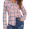 Enjoyoself Chemisier Femme 100% Coton Shirt Décontracté Western Retro Ecossais Vintage Casual Flanelle