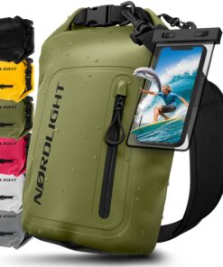 Nordlight Sac Étanche Vert Olive 10 L Plage Natation | Protection Roll-Top Téléphone | Intemporel Pour Nageurs