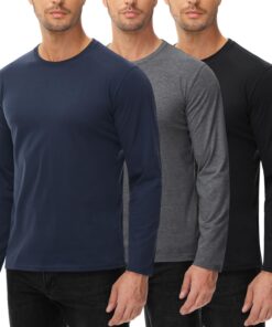 UEEKO Chemise À Manches Longues 100% Coton 3 Pack Col Rond