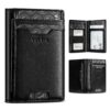 VULKIT Porte-cartes de crédit en cuir fin avec blocage RFID - Poche avant pour homme - Accès rapide avec 10 emplacements