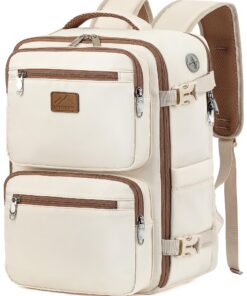 LYNXCHER Sac à dos voyage cabine pour easyjet | Spacieux | Homme et Femme | Ordinateur portable 15.6" | Blanc cassé|M