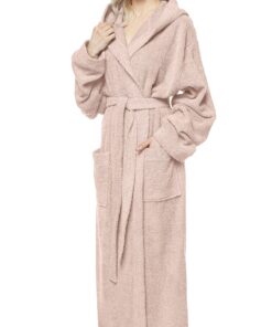 Peignoir de bain Arus femmes éponge 100% coton certifié OEKO-TEX avec capuche OEKO-TEX STANDARD 100 longueur mollet