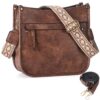 Kasgo Sac Bandoulière Femme Antivol en Cuir PU avec 2 Sangles Amovibles, Multipoches pour Voyage et Travail Quotidien