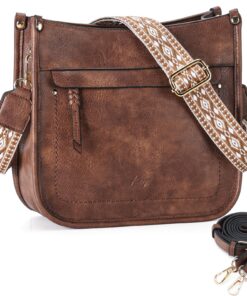 Kasgo Sac Bandoulière Femme Antivol en Cuir PU avec 2 Sangles Amovibles, Multipoches pour Voyage et Travail Quotidien