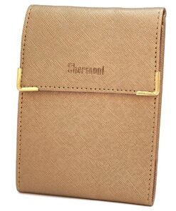 Charmoni - étui Pochette Porte chéquier en Cuir Vachette - 3 emplacements Carte bancaire - Talon à Gauche - 3 Plis - Com