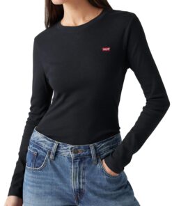 Levi's Essential Housemark Long-Sleeve Tee T-Shirt Femme Élégant et Confortable pour laaison Froide - Multiple Couleurs