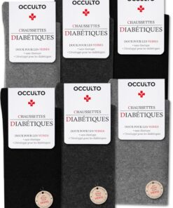 Chaussettes diabetiques Occulto Homme lot de 6 modèle Oliver pour personnes diabétiques avec conception antichoc et régu