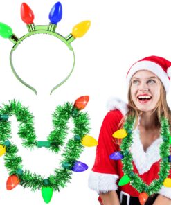 Hifot Serre-tête LED Noël Lumineux 2 Pièces Femme Enfant Accessoires Carnaval Mascarades