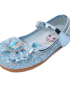Chaussures de Princesse Reine des Neiges Elsa Ballerines Elegantes Fille Cuir Paillettes Déguisement Halloween