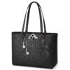 Sac à Main KTMOUW Femme Imperméable Grande Capacité Ports Épaule Noir pour Cours, Lycée, Voyage, Affaires et Travail
