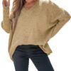 CUPSHE Pull surdimensionné chauve-souris femme - Tricot côtelé texturé à carreaux - Grande taille - Mode hiver - Chauffe