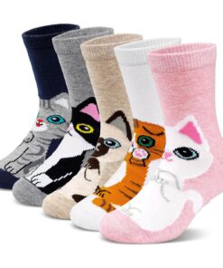 Chaussettes LOFIR Fantaisie Animal Motif Filles 5 Paires OEKO-TEX STANDARD 100 Chaussettes LOFIR Modèle Chat Chien Fille
