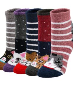 Chaussettes Hiver Chaude PutuO pour Femme: Chaussette Thermique en Coton Épaisse Polaires Feminines 5 paires