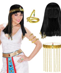 Hifot Costumes Égyptiens Accessoires 3 Pièces Cleopatre Femme Deguisement Halloween Carnaval