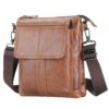 **BAIGIO Sacoche Homme en Cuir Vintage Petite Bandoulière - Sacoche Scolaire, Sacs de Voyage, Sac pour Travailler, Light